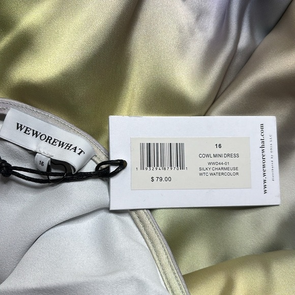 NEW WEWOREWHAT Cowl Mini Dress in Watercolor Size 16 - Picture 8 of 10